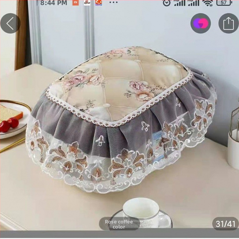 Ovaalne riisikeetja kate pitsilise kangaga – Euroopa stiilis, mitmekülgne tolmukaitse