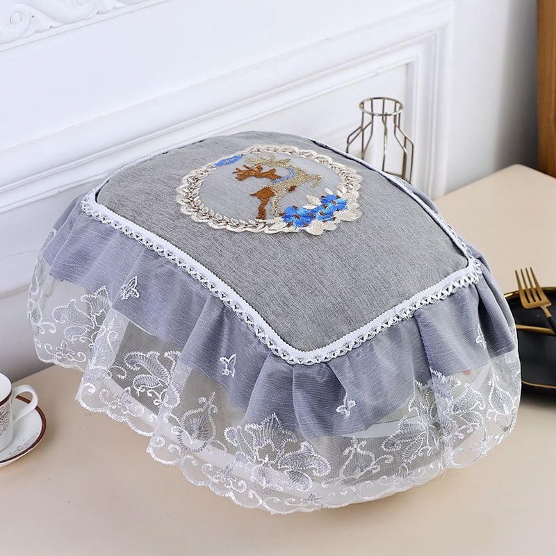 Ovaalne riisikeetja kate pitsilise kangaga – Euroopa stiilis, mitmekülgne tolmukaitse