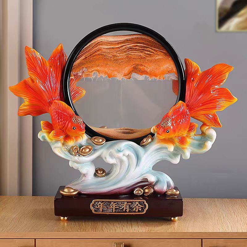 Figura od smole s ribom za sreću – ručna izrada, ručno oslikana, jednostavan modern stil, po narudžbi prilagodljiva