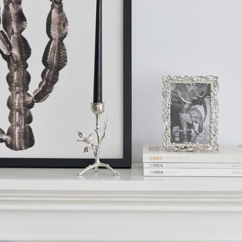 Žvakių laikiklis su paukščio šakos dizainu, papuošalų padėklas ir lapų padėklas, nuotraukų rėmas — cinko lydinys, lengvas prabangos stilius