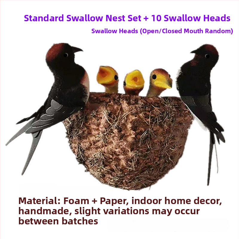 Sieninis dekoras su paukščio lizdu iš putplasčio, Viduržemio jūros stilius, namų puošmena, pritaikoma užsakymui