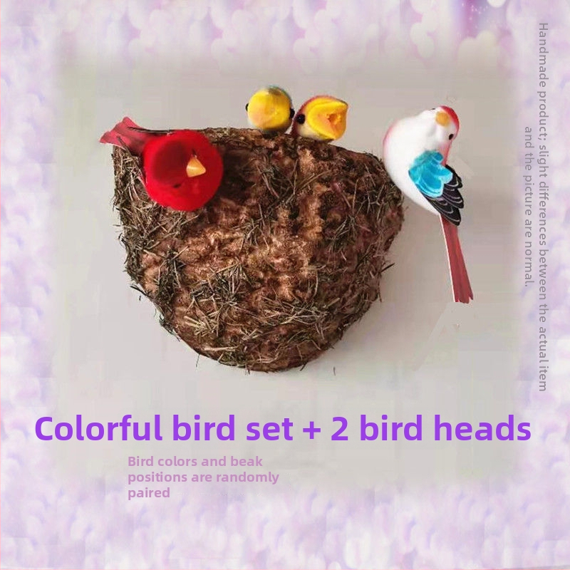 Sieninis dekoras su paukščio lizdu iš putplasčio, Viduržemio jūros stilius, namų puošmena, pritaikoma užsakymui