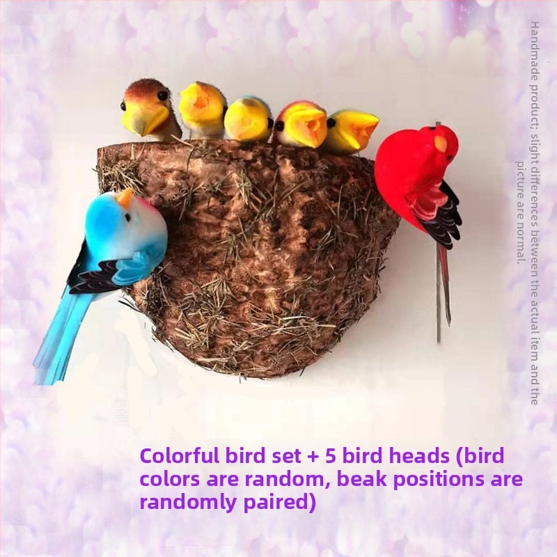 Sieninis dekoras su paukščio lizdu iš putplasčio, Viduržemio jūros stilius, namų puošmena, pritaikoma užsakymui