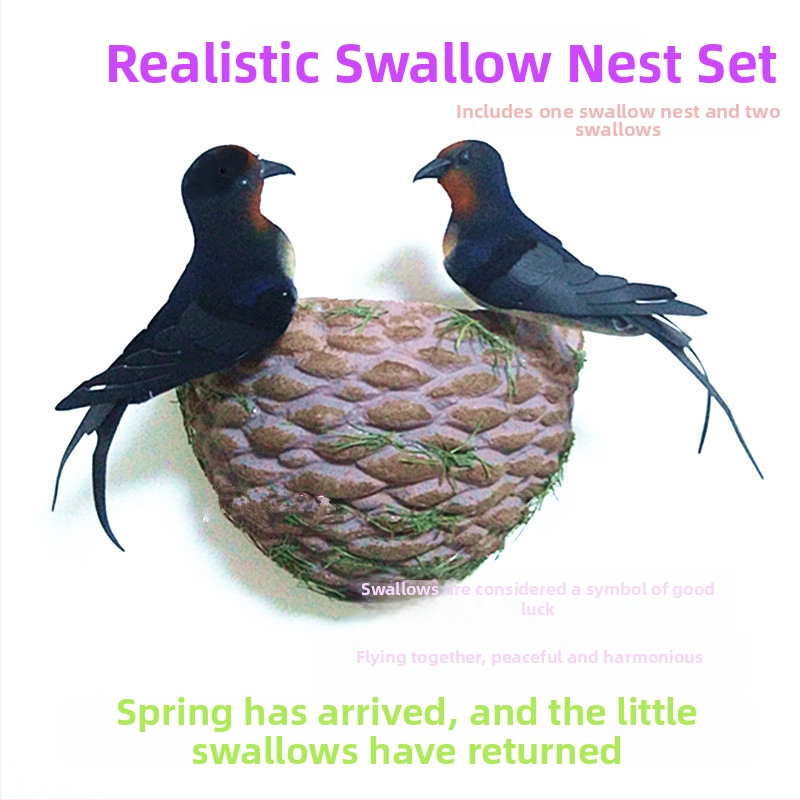 Sieninis dekoras su paukščio lizdu iš putplasčio, Viduržemio jūros stilius, namų puošmena, pritaikoma užsakymui