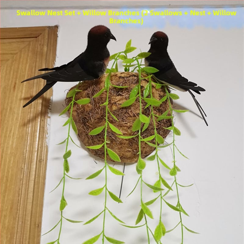 Sieninis dekoras su paukščio lizdu iš putplasčio, Viduržemio jūros stilius, namų puošmena, pritaikoma užsakymui