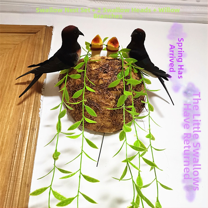 Sieninis dekoras su paukščio lizdu iš putplasčio, Viduržemio jūros stilius, namų puošmena, pritaikoma užsakymui