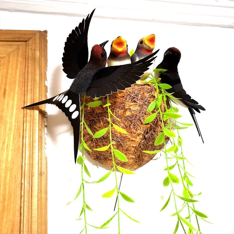 Sieninis dekoras su paukščio lizdu iš putplasčio, Viduržemio jūros stilius, namų puošmena, pritaikoma užsakymui