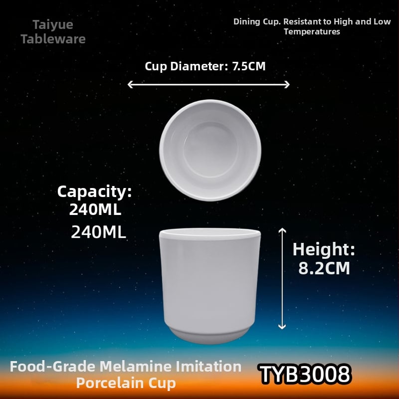 Melamiinist portselanilaadse välimusega kruus, isoleeriv, silindriline, ühekihiline, kohandatav