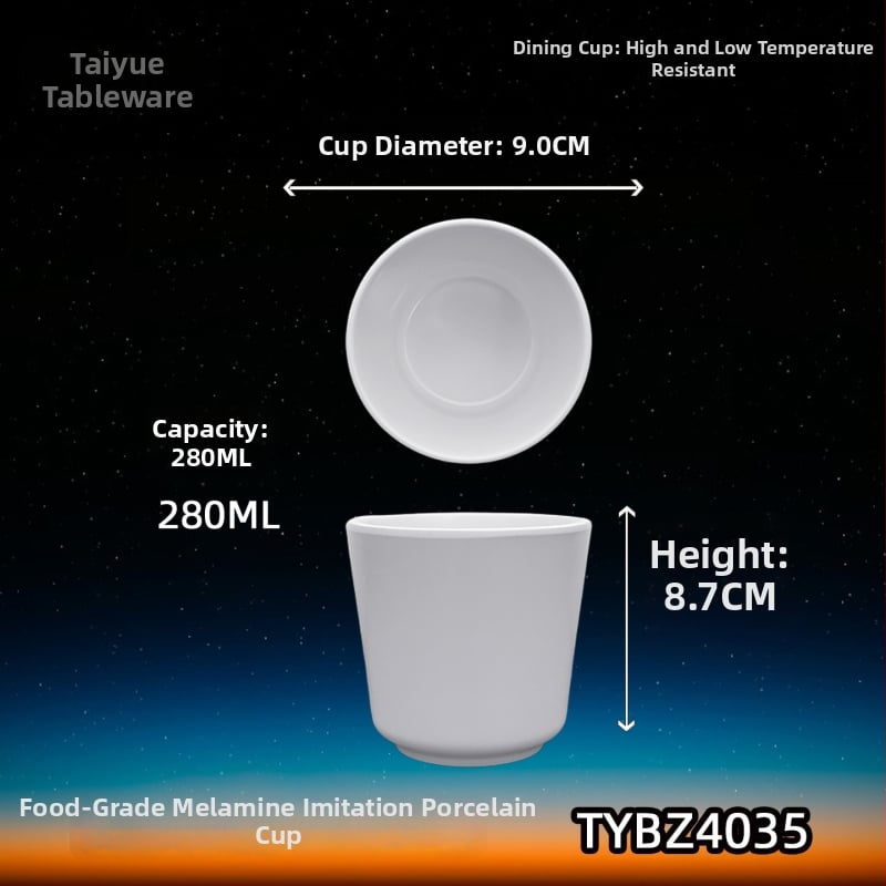 Melamiinist portselanilaadse välimusega kruus, isoleeriv, silindriline, ühekihiline, kohandatav