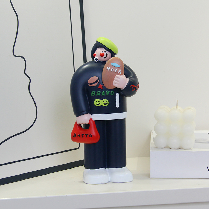 Διακοσμητική φιγούρα από ρητίνη για διακόσμηση αρτοποιείου και καφέ - Bread Man χαρακτήρας, μοντέρνο μινιμαλιστικό στυλ, ιδανικό δώρο έναρξης επιχείρησης