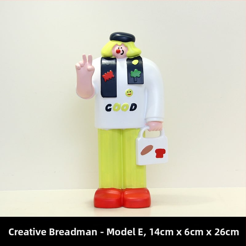 Διακοσμητική φιγούρα από ρητίνη για διακόσμηση αρτοποιείου και καφέ - Bread Man χαρακτήρας, μοντέρνο μινιμαλιστικό στυλ, ιδανικό δώρο έναρξης επιχείρησης