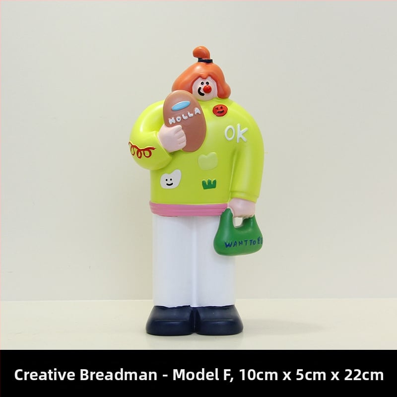 Διακοσμητική φιγούρα από ρητίνη για διακόσμηση αρτοποιείου και καφέ - Bread Man χαρακτήρας, μοντέρνο μινιμαλιστικό στυλ, ιδανικό δώρο έναρξης επιχείρησης