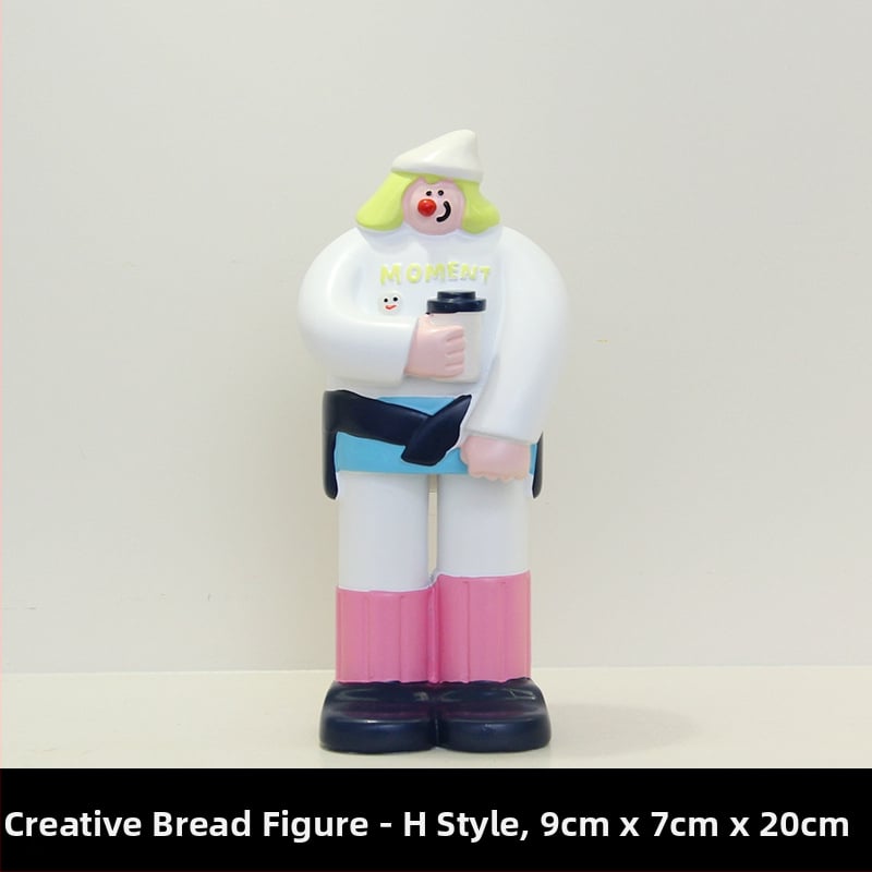 Διακοσμητική φιγούρα από ρητίνη για διακόσμηση αρτοποιείου και καφέ - Bread Man χαρακτήρας, μοντέρνο μινιμαλιστικό στυλ, ιδανικό δώρο έναρξης επιχείρησης