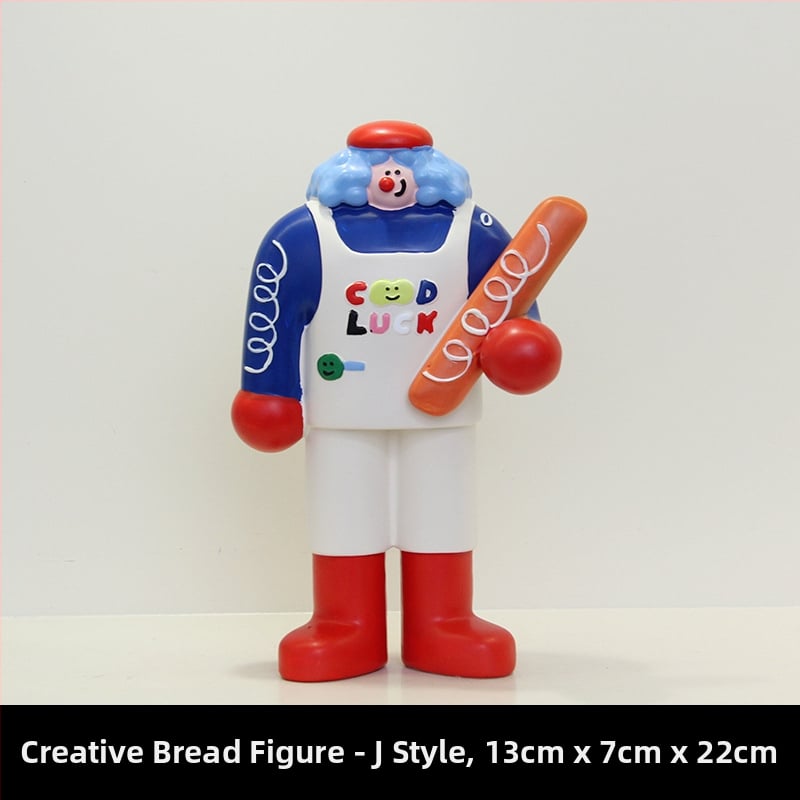 Διακοσμητική φιγούρα από ρητίνη για διακόσμηση αρτοποιείου και καφέ - Bread Man χαρακτήρας, μοντέρνο μινιμαλιστικό στυλ, ιδανικό δώρο έναρξης επιχείρησης