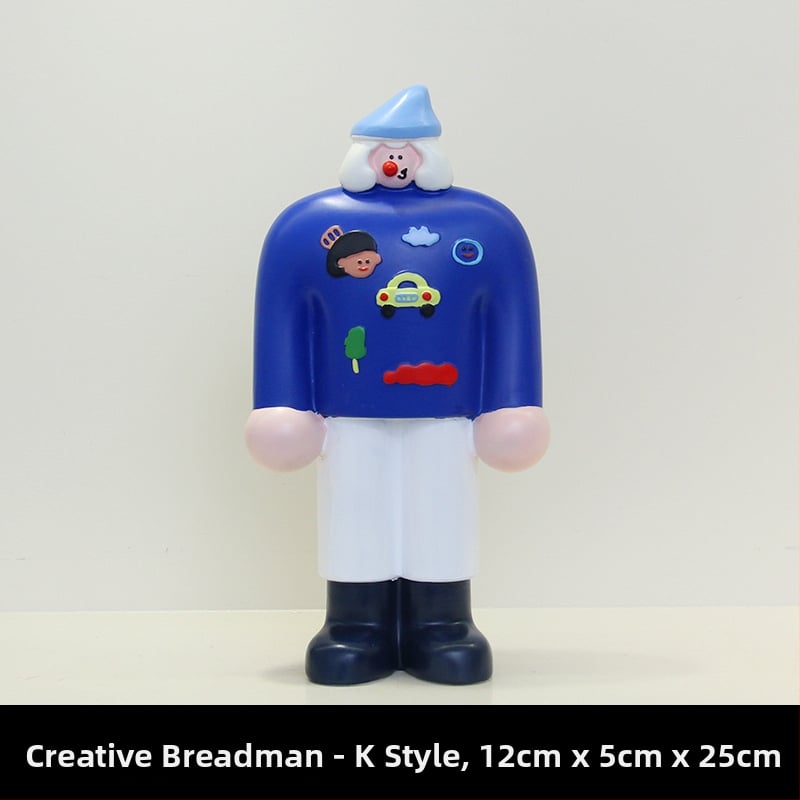 Διακοσμητική φιγούρα από ρητίνη για διακόσμηση αρτοποιείου και καφέ - Bread Man χαρακτήρας, μοντέρνο μινιμαλιστικό στυλ, ιδανικό δώρο έναρξης επιχείρησης