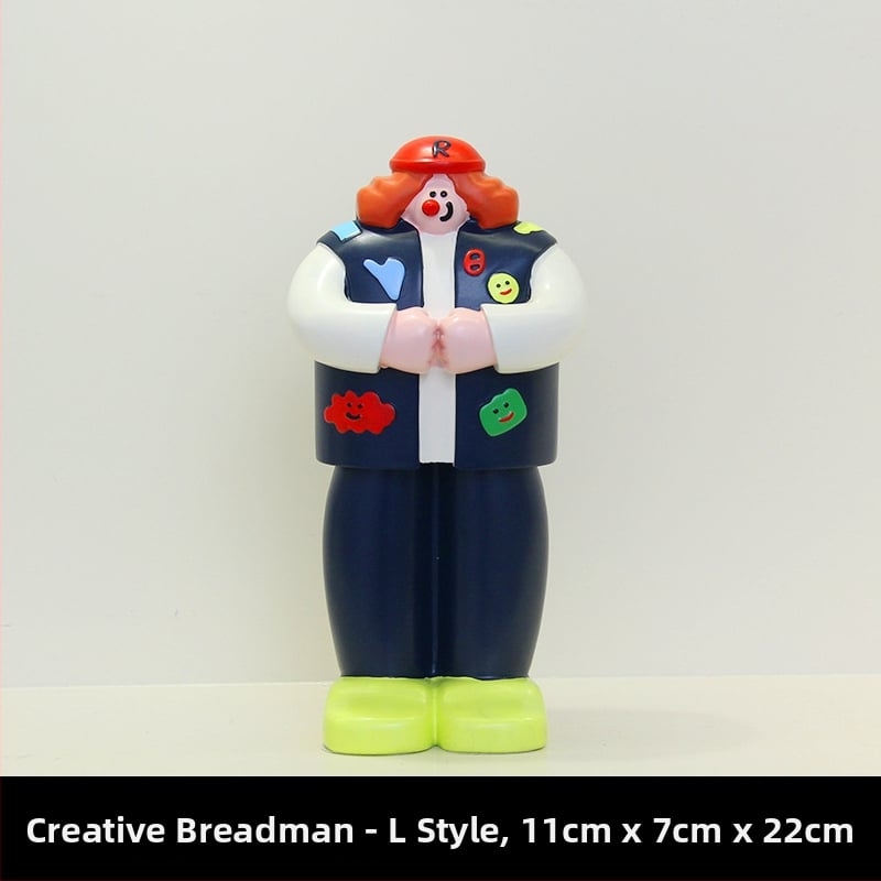Διακοσμητική φιγούρα από ρητίνη για διακόσμηση αρτοποιείου και καφέ - Bread Man χαρακτήρας, μοντέρνο μινιμαλιστικό στυλ, ιδανικό δώρο έναρξης επιχείρησης