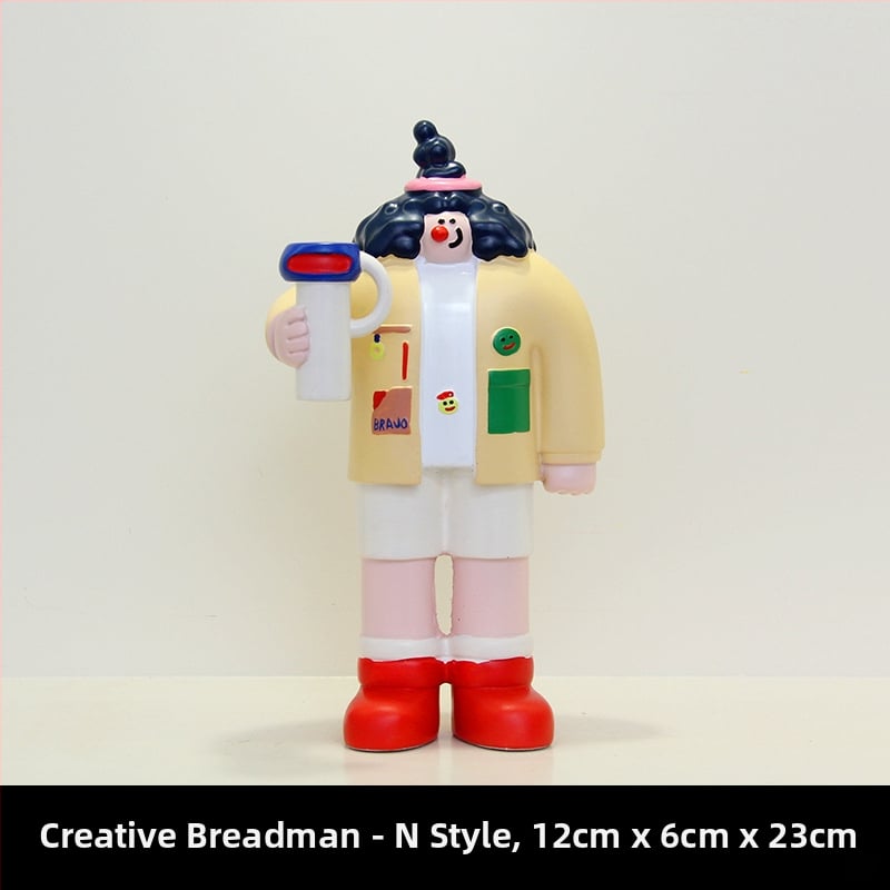 Διακοσμητική φιγούρα από ρητίνη για διακόσμηση αρτοποιείου και καφέ - Bread Man χαρακτήρας, μοντέρνο μινιμαλιστικό στυλ, ιδανικό δώρο έναρξης επιχείρησης