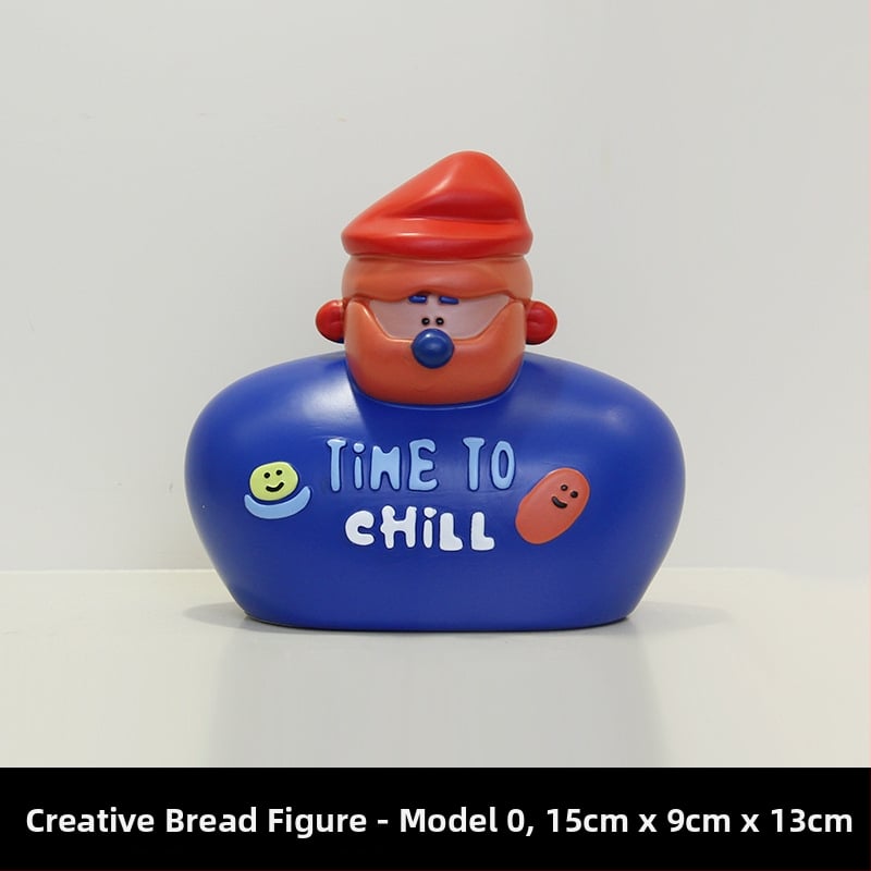 Διακοσμητική φιγούρα από ρητίνη για διακόσμηση αρτοποιείου και καφέ - Bread Man χαρακτήρας, μοντέρνο μινιμαλιστικό στυλ, ιδανικό δώρο έναρξης επιχείρησης