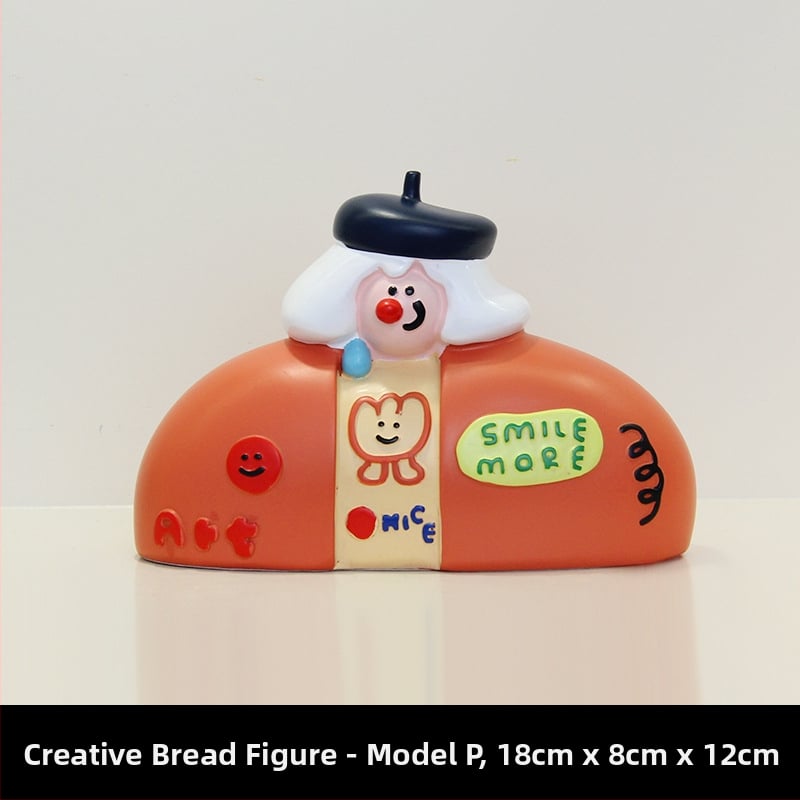 Διακοσμητική φιγούρα από ρητίνη για διακόσμηση αρτοποιείου και καφέ - Bread Man χαρακτήρας, μοντέρνο μινιμαλιστικό στυλ, ιδανικό δώρο έναρξης επιχείρησης