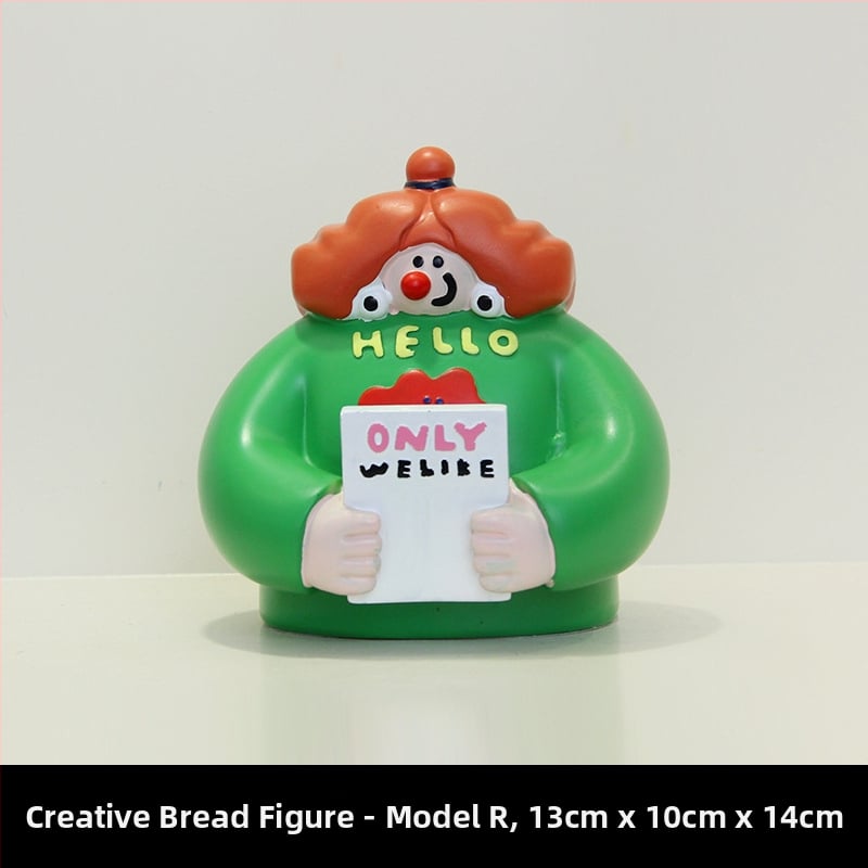 Διακοσμητική φιγούρα από ρητίνη για διακόσμηση αρτοποιείου και καφέ - Bread Man χαρακτήρας, μοντέρνο μινιμαλιστικό στυλ, ιδανικό δώρο έναρξης επιχείρησης