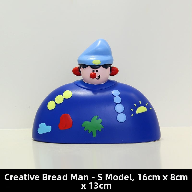 Διακοσμητική φιγούρα από ρητίνη για διακόσμηση αρτοποιείου και καφέ - Bread Man χαρακτήρας, μοντέρνο μινιμαλιστικό στυλ, ιδανικό δώρο έναρξης επιχείρησης