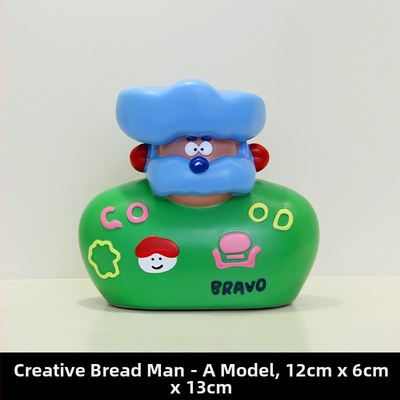 Διακοσμητική φιγούρα από ρητίνη για διακόσμηση αρτοποιείου και καφέ - Bread Man χαρακτήρας, μοντέρνο μινιμαλιστικό στυλ, ιδανικό δώρο έναρξης επιχείρησης