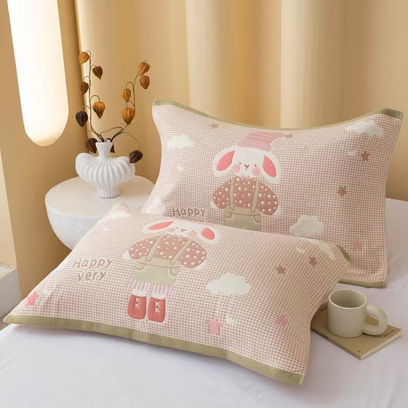 Két darab 100% pamut párnahuzat jacquard szövésű, négy réteg géz