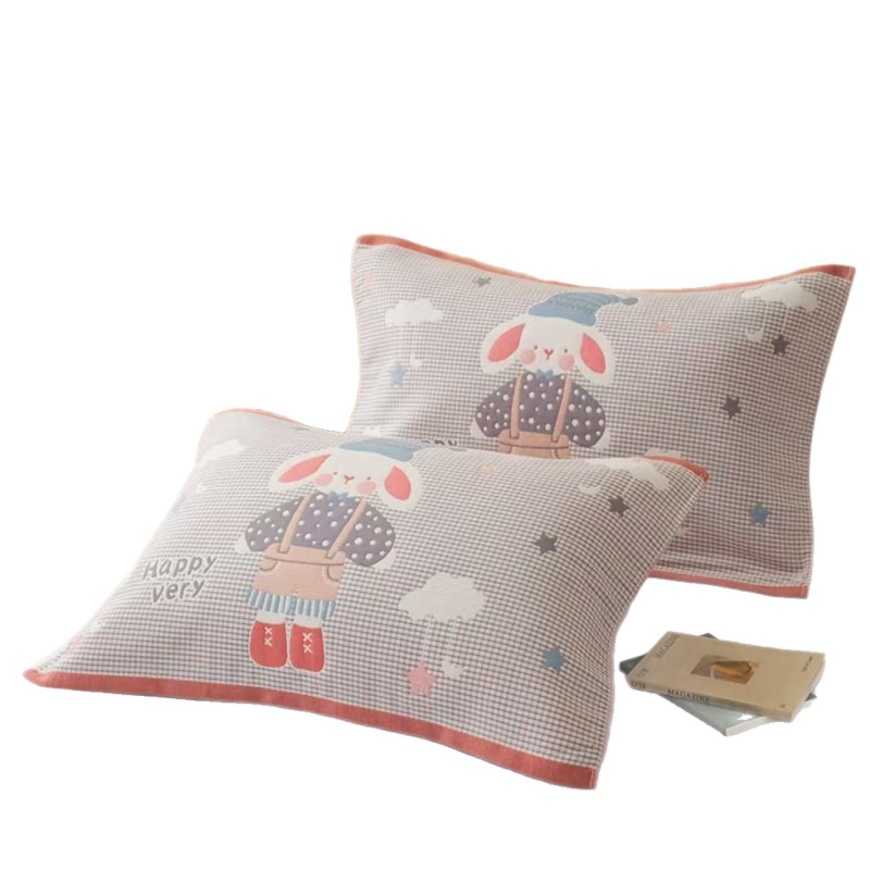 Két darab 100% pamut párnahuzat jacquard szövésű, négy réteg géz