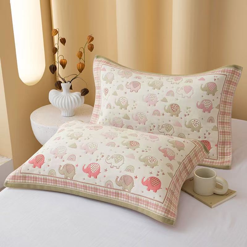 Két darab 100% pamut párnahuzat jacquard szövésű, négy réteg géz