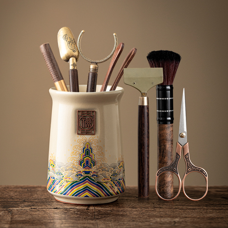 Kuue džentelmeni tee seremonia komplekt — keraamika, uus hiina stiil