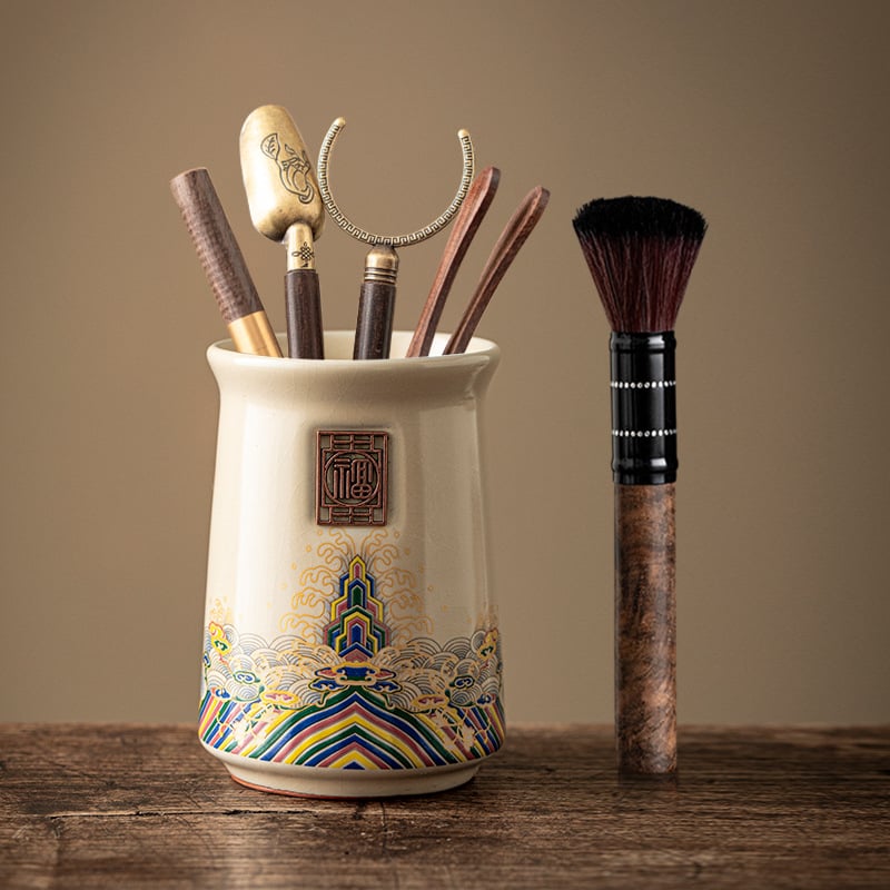 Kuue džentelmeni tee seremonia komplekt — keraamika, uus hiina stiil