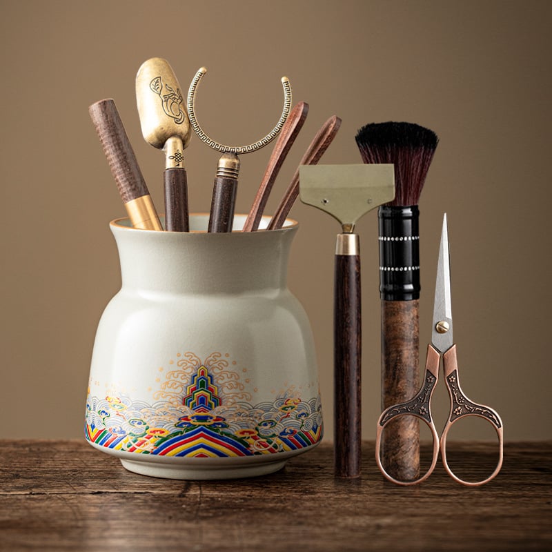 Kuue džentelmeni tee seremonia komplekt — keraamika, uus hiina stiil