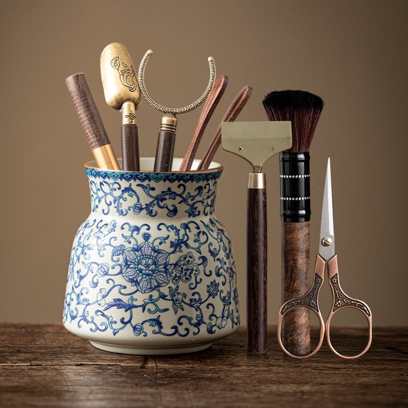 Kuue džentelmeni tee seremonia komplekt — keraamika, uus hiina stiil