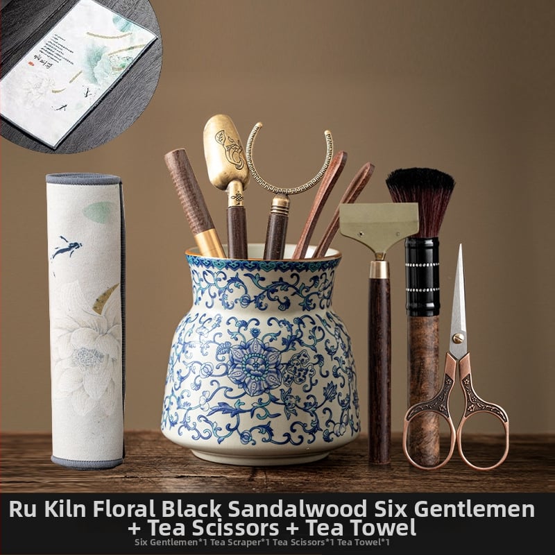 Kuue džentelmeni tee seremonia komplekt — keraamika, uus hiina stiil