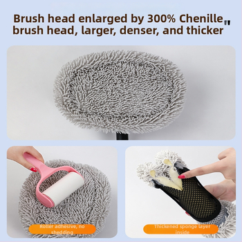 Mop de spălat maşinii cu tijă curbată din aliaj de aluminiu şi cap Chenille, 430 g, Personalizare disponibilă, Nu zgârie vopseaua maşinii