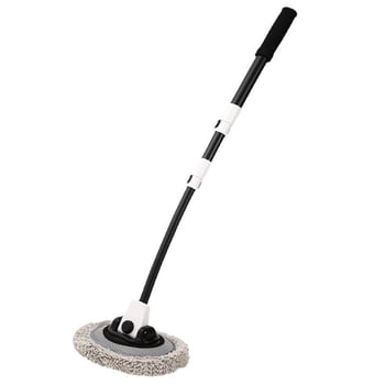 Mop de spălat maşinii cu tijă curbată din aliaj de aluminiu şi cap Chenille, 430 g, Personalizare disponibilă, Nu zgârie vopseaua maşinii