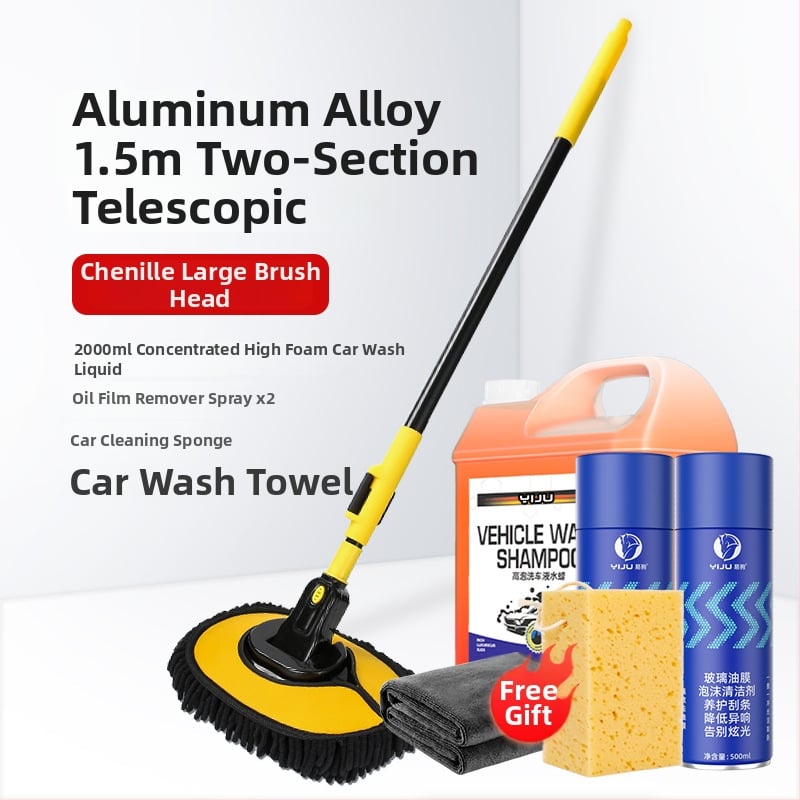 Mop de spălat maşinii cu tijă curbată din aliaj de aluminiu şi cap Chenille, 430 g, Personalizare disponibilă, Nu zgârie vopseaua maşinii