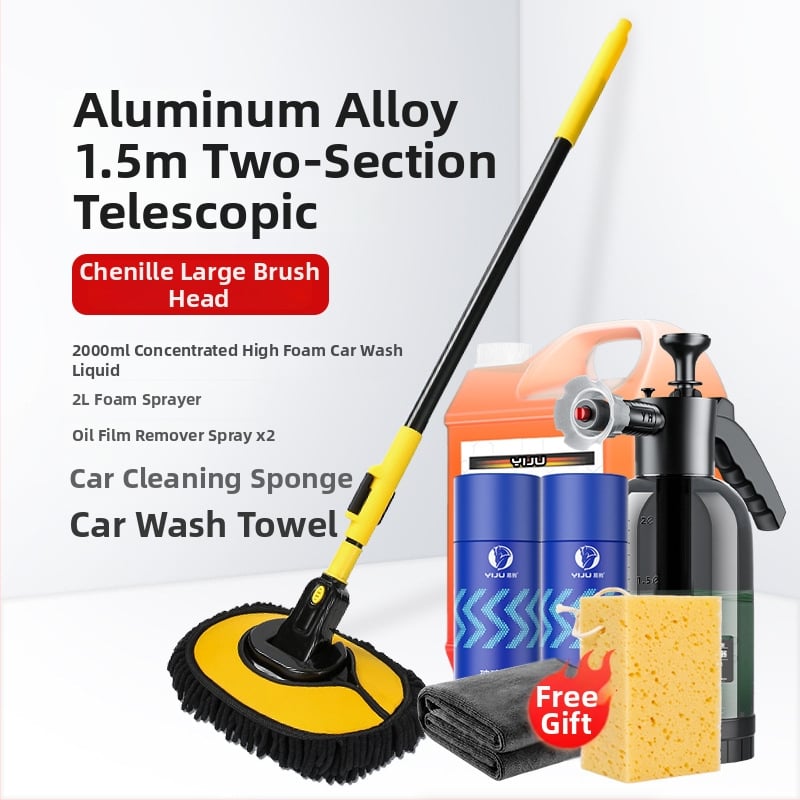 Mop de spălat maşinii cu tijă curbată din aliaj de aluminiu şi cap Chenille, 430 g, Personalizare disponibilă, Nu zgârie vopseaua maşinii