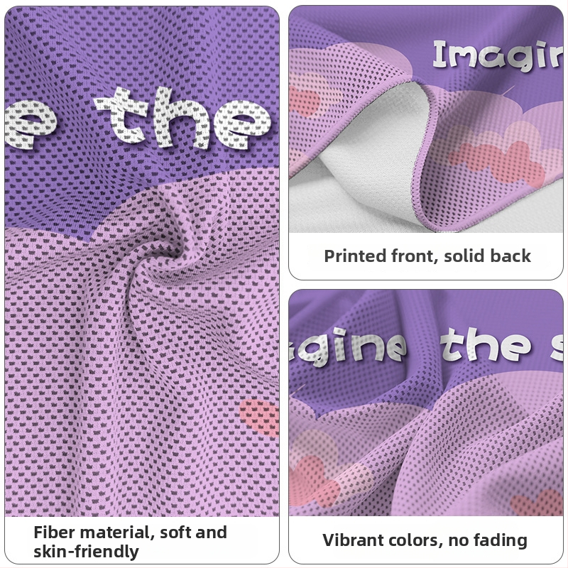 Спортна кърпа за охлаждане с лого — 80% полиестер + 20% полиамид, тегло 155 г, абсорбира пота и бързо съхне, водопоглъщане 0–5 сек, възможност за печат на лого