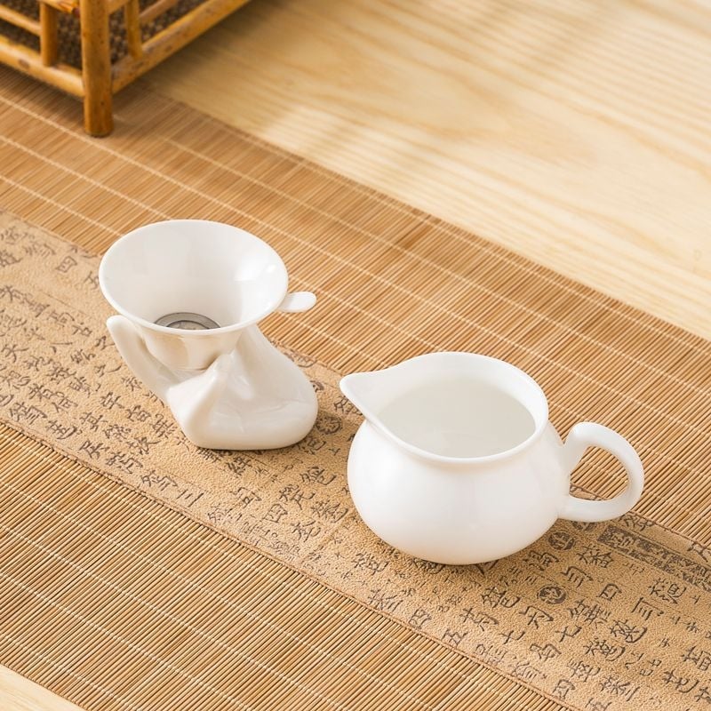 Σετ Gongfu τσαγιού από πορσελάνη-νεφρίτης – Chaoshan στιλ, πλήρες με τσαγιέρα, μπολ με καπάκι και φλιτζάνια, χωρίς δίσκο, φινίρισμα Lopo γλασούρας