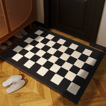 Входна подложка за врата - американски ретро геометричен квадратен модел, полипропилен, машино пране