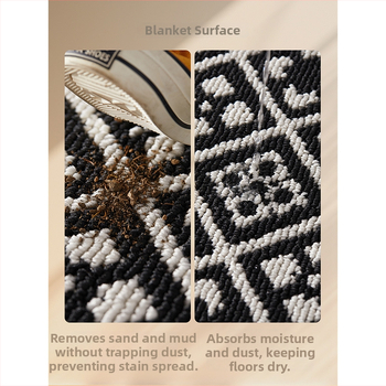 Входна подложка за врата - американски ретро геометричен квадратен модел, полипропилен, машино пране