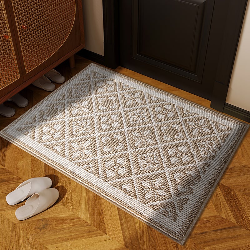 Входна подложка за врата - американски ретро геометричен квадратен модел, полипропилен, машино пране