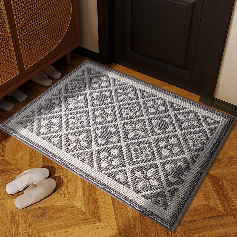 Входна подложка за врата - американски ретро геометричен квадратен модел, полипропилен, машино пране