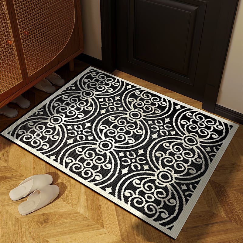 Входна подложка за врата - американски ретро геометричен квадратен модел, полипропилен, машино пране