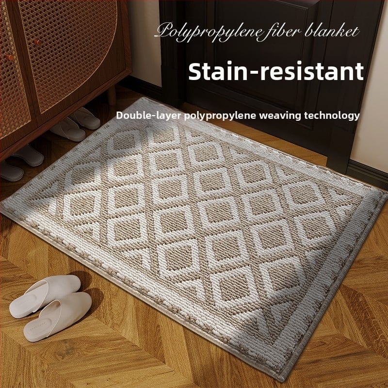 Входна подложка за врата - американски ретро геометричен квадратен модел, полипропилен, машино пране