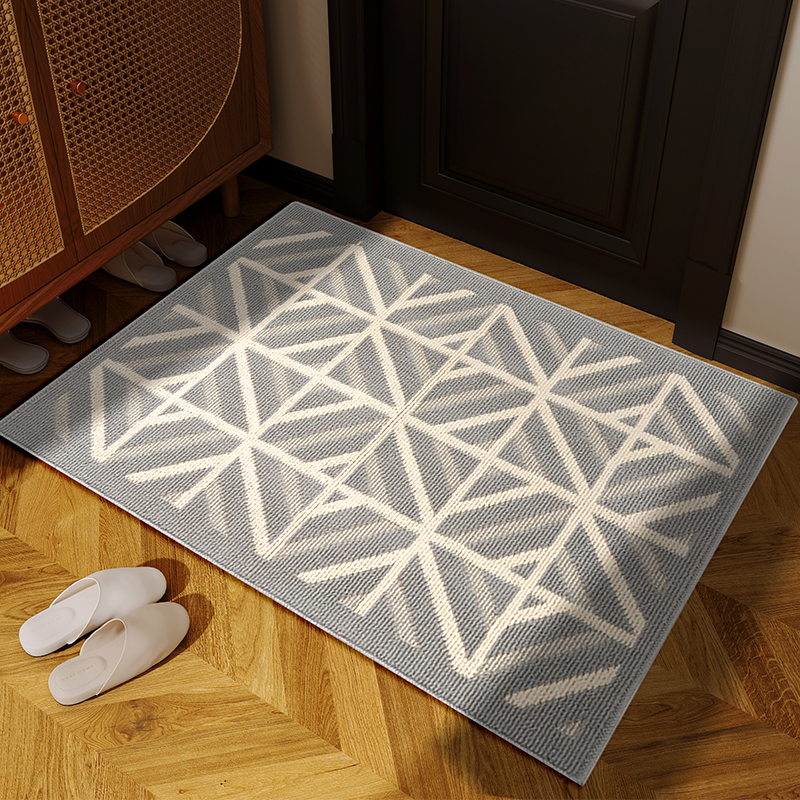 Входна подложка за врата - американски ретро геометричен квадратен модел, полипропилен, машино пране