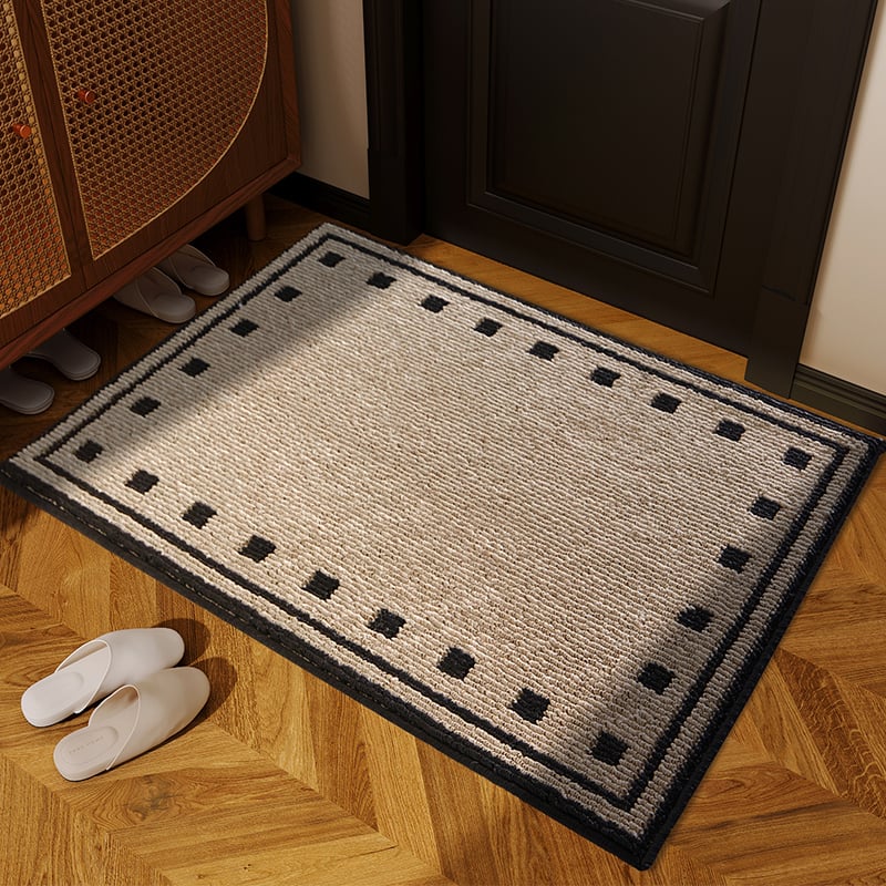 Входна подложка за врата - американски ретро геометричен квадратен модел, полипропилен, машино пране