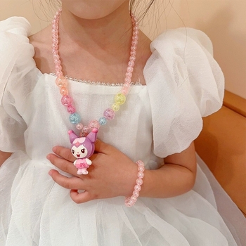 Princess serijos kaklo papuošalas, vaikams animacinio stiliaus, rutulinė grandinė, pakabukas įtrauktas