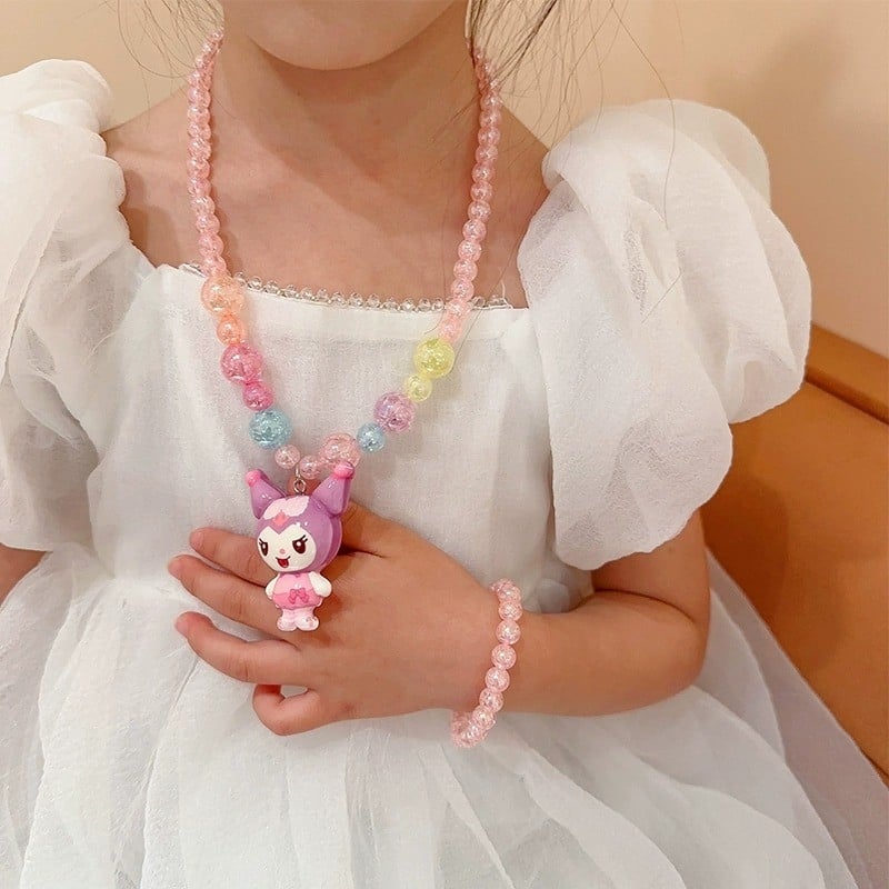 Princess serijos kaklo papuošalas, vaikams animacinio stiliaus, rutulinė grandinė, pakabukas įtrauktas